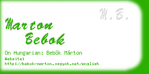 marton bebok business card